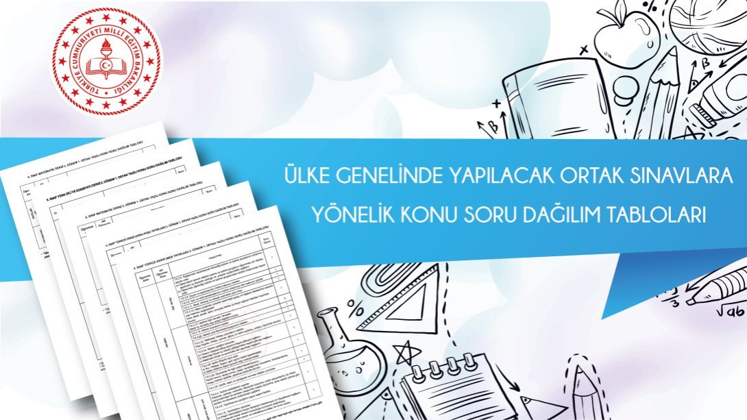 ÜLKE GENELİNDE 6 VE 10. SINIFLAR İÇİN YAPILACAK ORTAK SINAVLARA YÖNELİK KONU SORU DAĞILIM TABLOLARI YAYIMLANDI